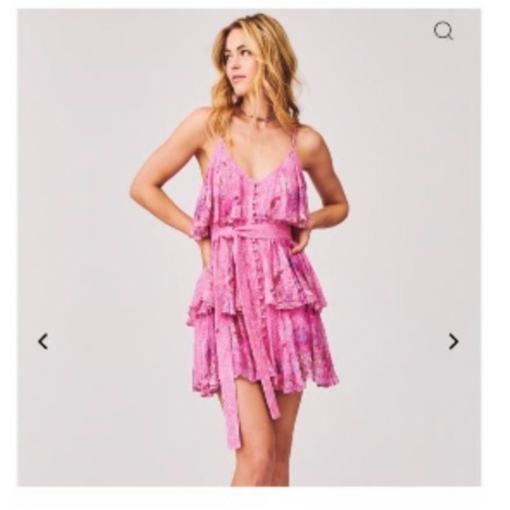 🌷🌷Hemant and Nandita Pink Tiered Ruffle Mini Dress - Small